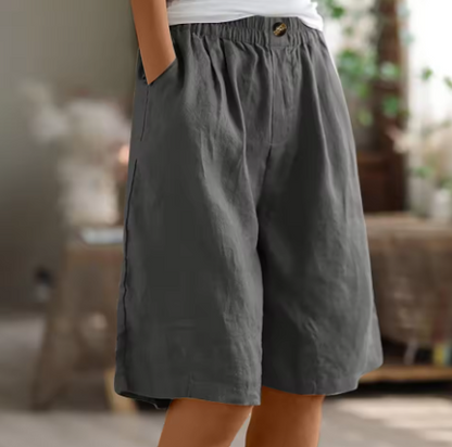 Gisèle Elastic-Waist Linen Bermuda Shorts