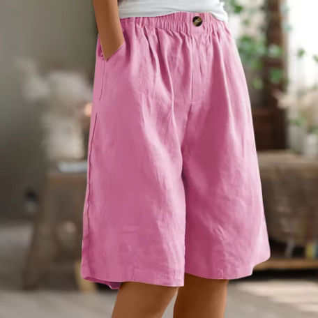 Gisèle Elastic-Waist Linen Bermuda Shorts