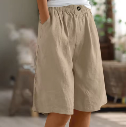 Gisèle Elastic-Waist Linen Bermuda Shorts