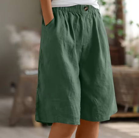Gisèle Elastic-Waist Linen Bermuda Shorts