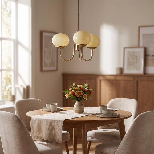 Glass Globe Brass-Finish Chandelier