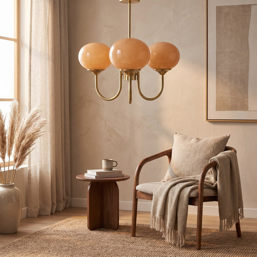 Glass Globe Brass-Finish Chandelier