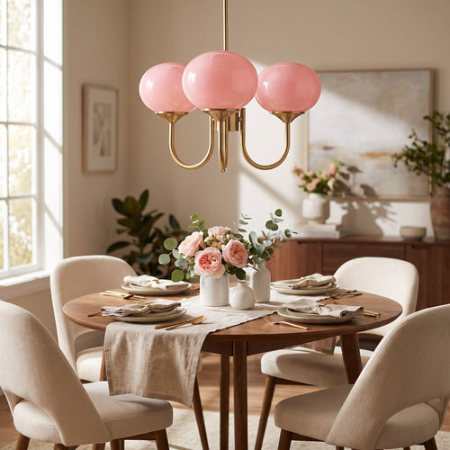Glass Globe Brass-Finish Chandelier