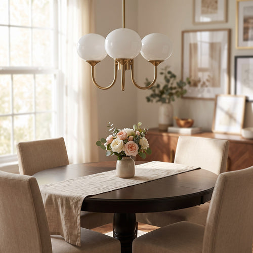 Glass Globe Brass-Finish Chandelier
