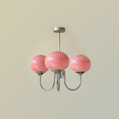 Glass Globe Brass-Finish Chandelier
