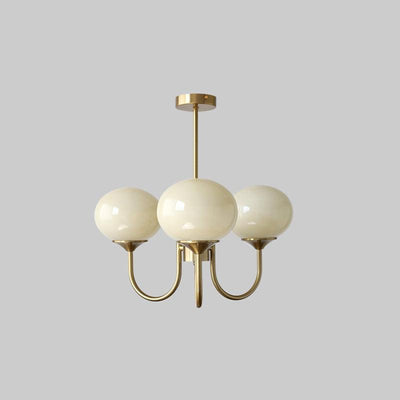 Glass Globe Brass-Finish Chandelier