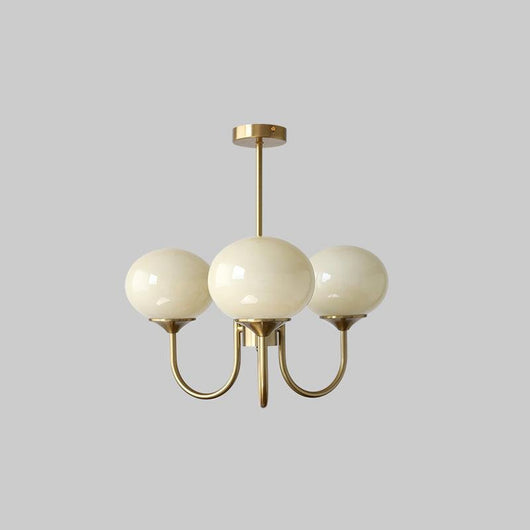 Glass Globe Brass-Finish Chandelier