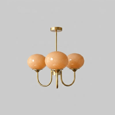 Glass Globe Brass-Finish Chandelier