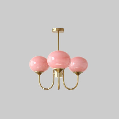 Glass Globe Brass-Finish Chandelier