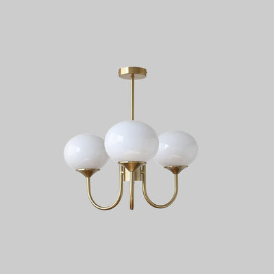 Glass Globe Brass-Finish Chandelier