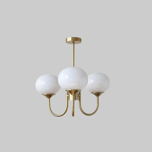 Glass Globe Brass-Finish Chandelier
