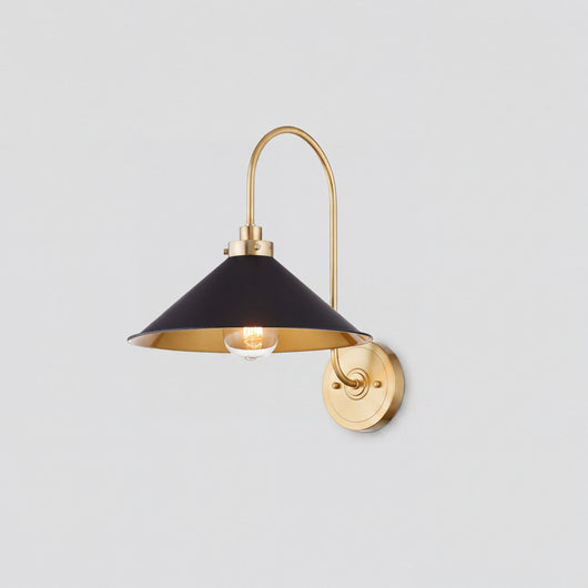 Gooseneck Metal Shade Wall Sconce - Brass+Black