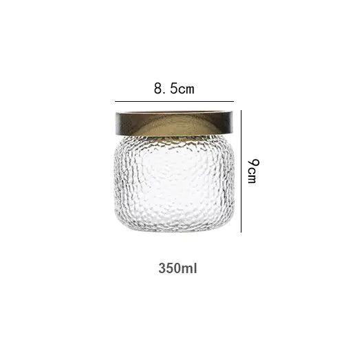 Hammered Glass Storage Jar with Wooden Lid - Transparent