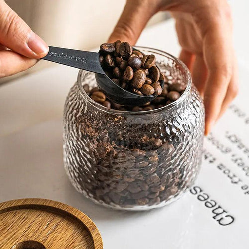 Hammered Glass Storage Jar with Wooden Lid