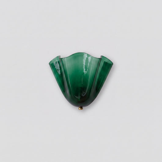 Hand-Blown Glass Petal Wall Sconce - Green