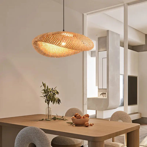 Handwoven Bamboo Pendant Light Shade