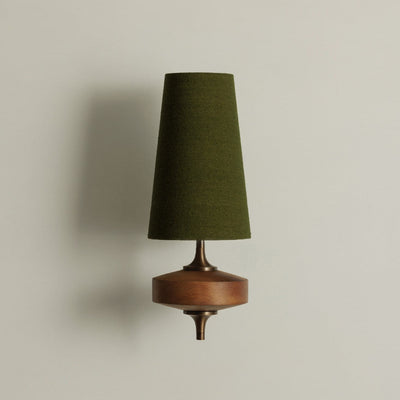 Hardwired Walnut Wall Sconce - Green / 1 head