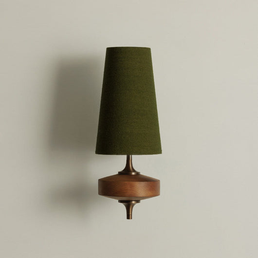 Hardwired Walnut Wall Sconce - Green / 1 head