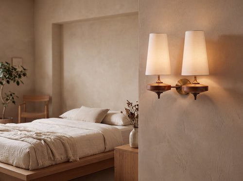 Hardwired Walnut Wall Sconce