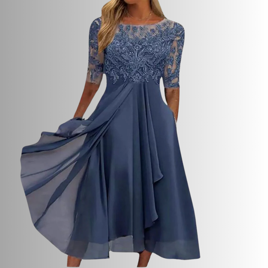 Hélène Lace-Bodice Midi Dress