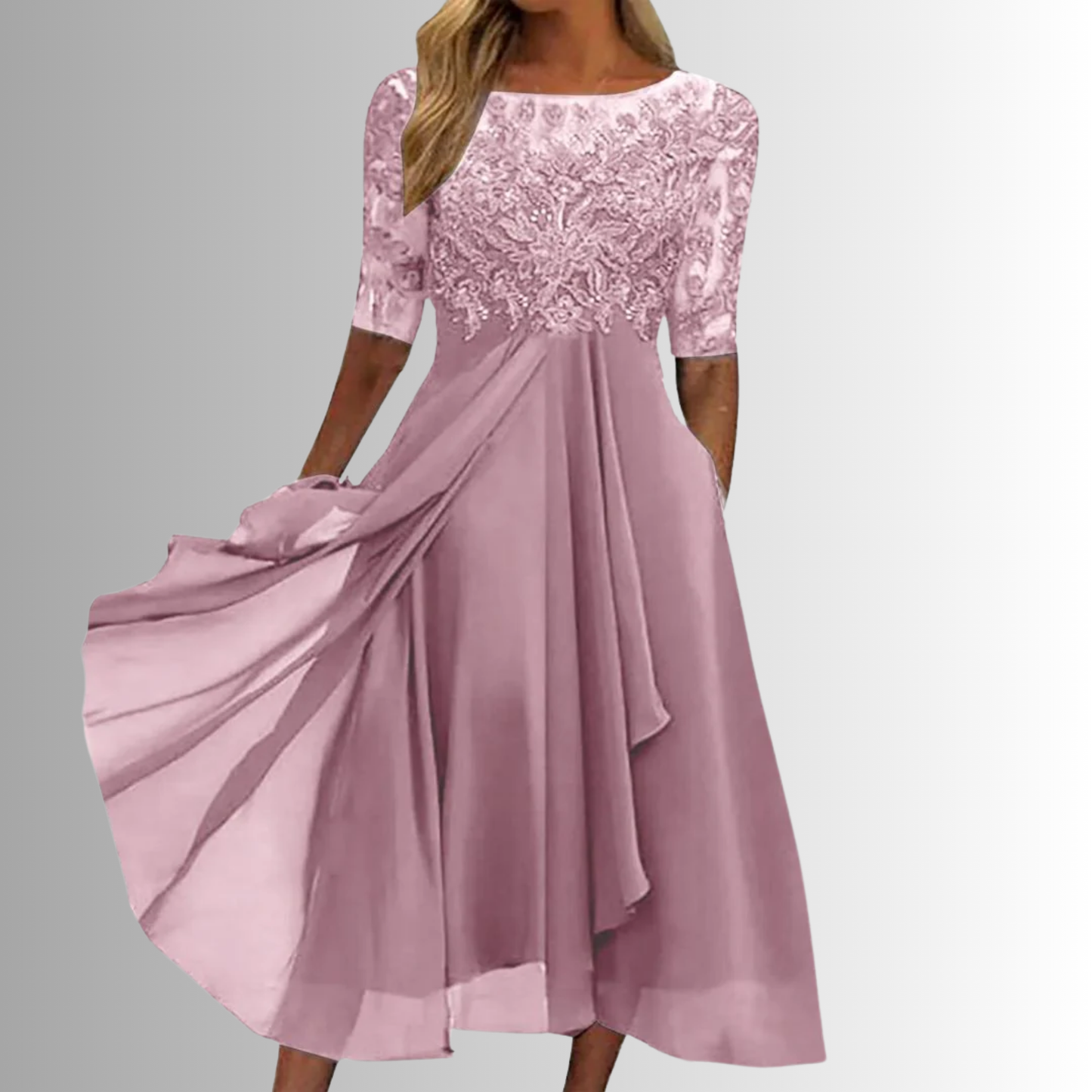 Hélène Lace-Bodice Midi Dress
