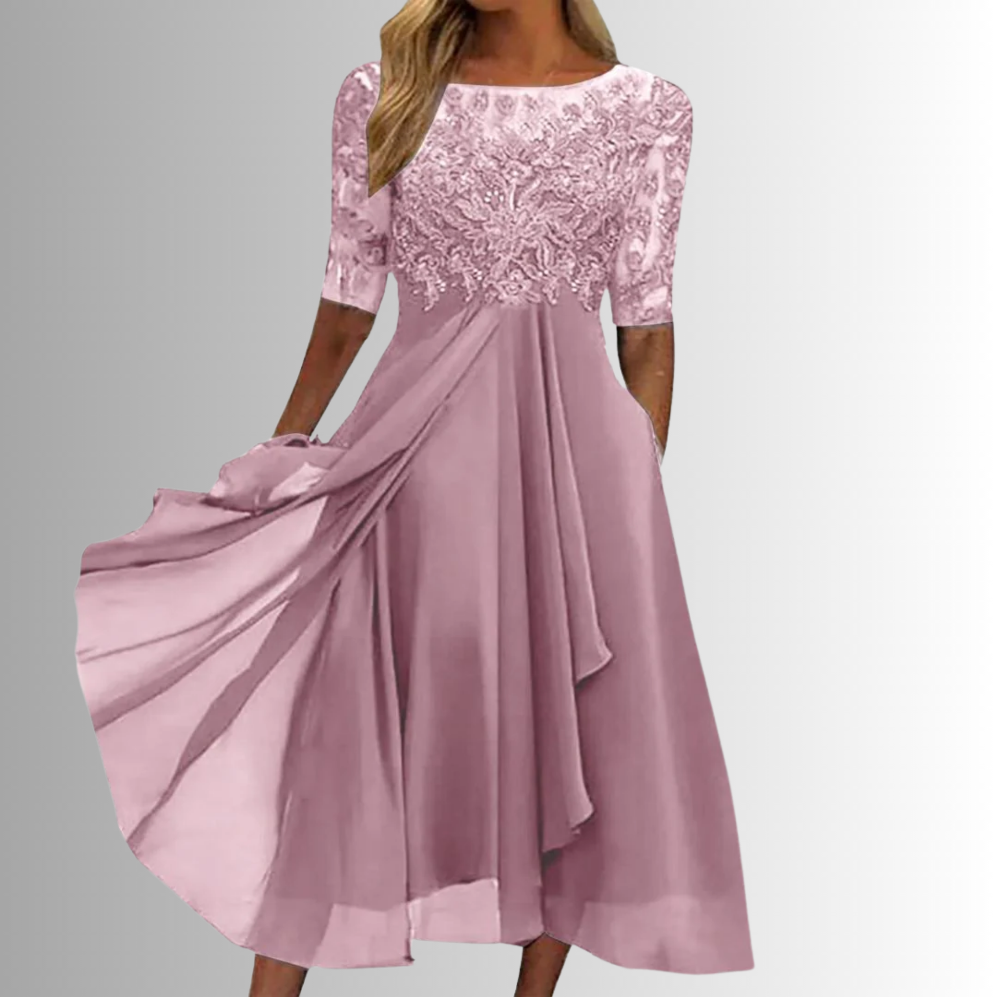 Hélène Lace-Bodice Midi Dress