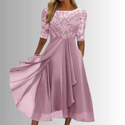 Hélène Lace-Bodice Midi Dress