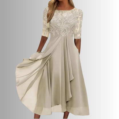 Hélène Lace-Bodice Midi Dress