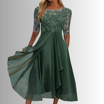 Hélène Lace-Bodice Midi Dress