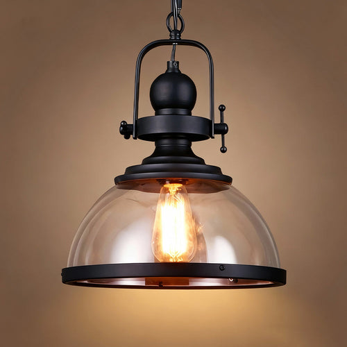 Industrial Glass Pendant Light