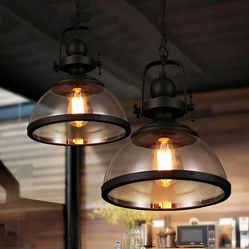 Industrial Glass Pendant Light