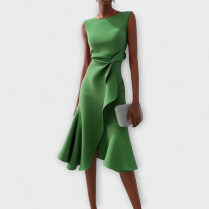 Inès Side-Ruffle Midi Dress