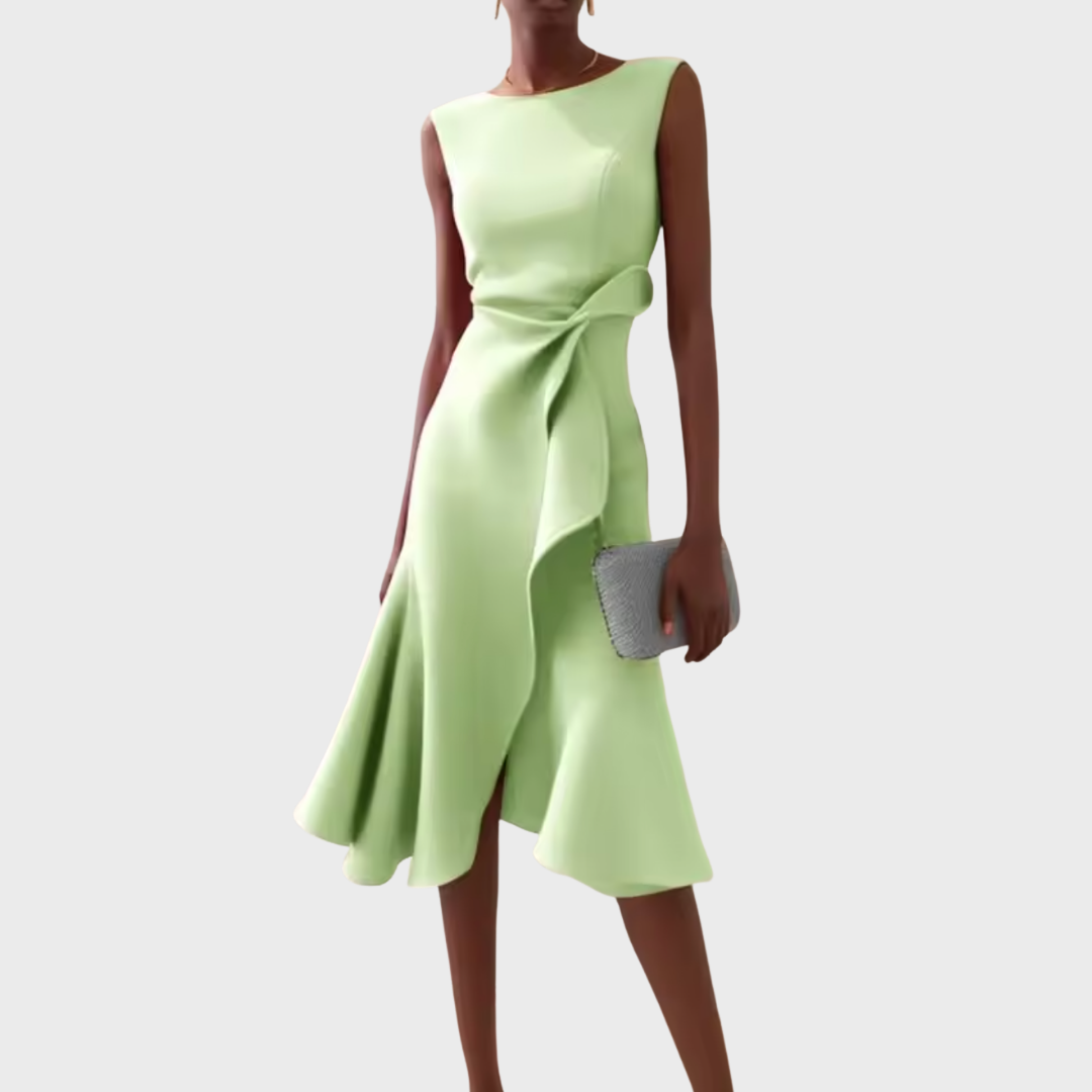 Inès Side-Ruffle Midi Dress