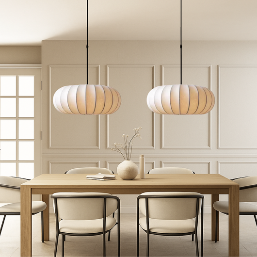 Japandi Fabric Shade Pendant Light - Ø 30 cm