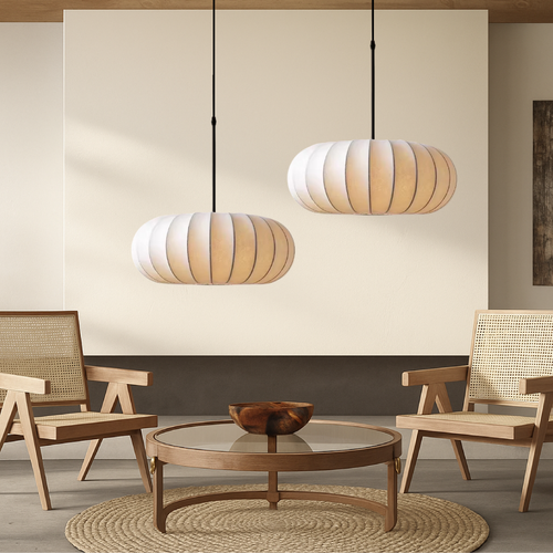 Japandi Fabric Shade Pendant Light