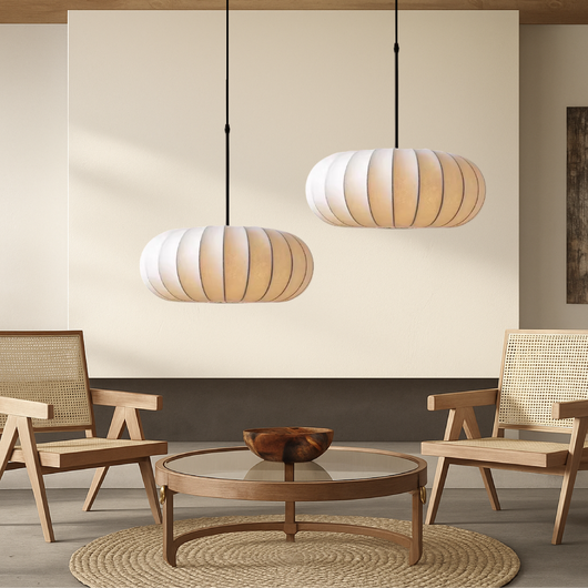 Japandi Fabric Shade Pendant Light - Ø 30 cm