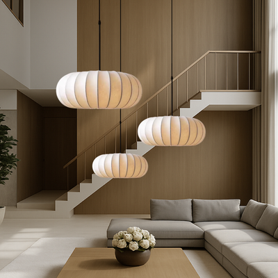 Japandi Fabric Shade Pendant Light - Ø 30 cm