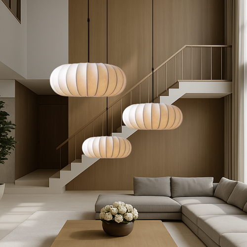 Japandi Fabric Shade Pendant Light