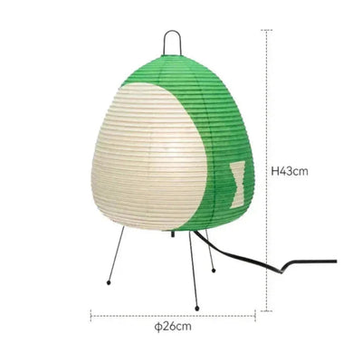 Japandi Rice Paper Table Lamp - Green