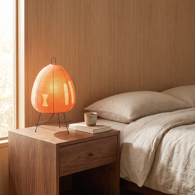 Japandi Rice Paper Table Lamp - Orange