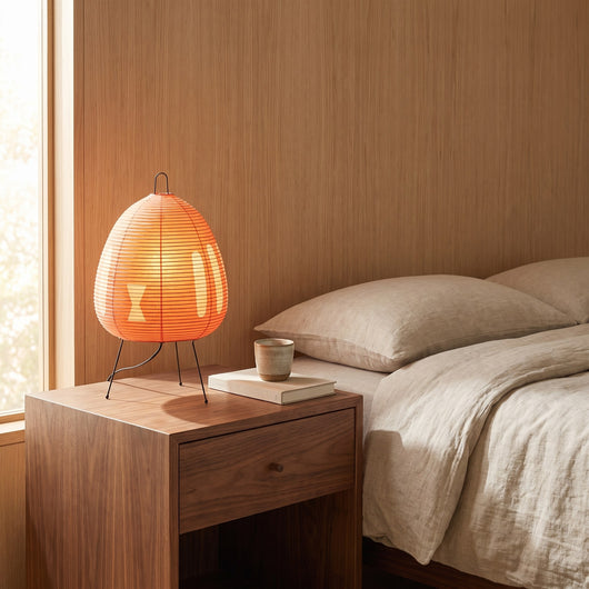 Japandi Rice Paper Table Lamp - Orange