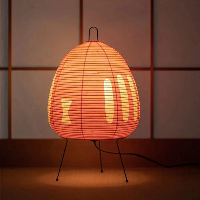 Japandi Rice Paper Table Lamp - Orange
