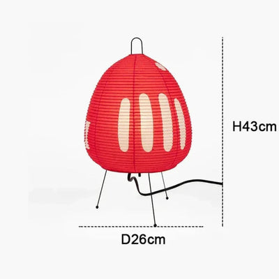 Japandi Rice Paper Table Lamp - Red