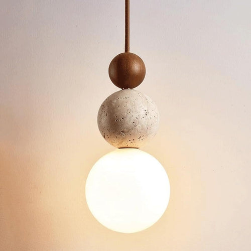 Japandi Travertine Stone Pendant Light