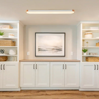 Japandi Wood and Metal LED Flush Mount Ceiling Light