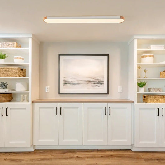 Japandi Wood and Metal LED Flush Mount Ceiling Light