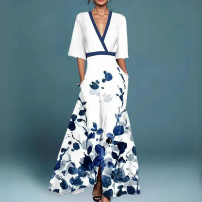 Juliette Floral-Embroidered V-Neck Maxi Dress