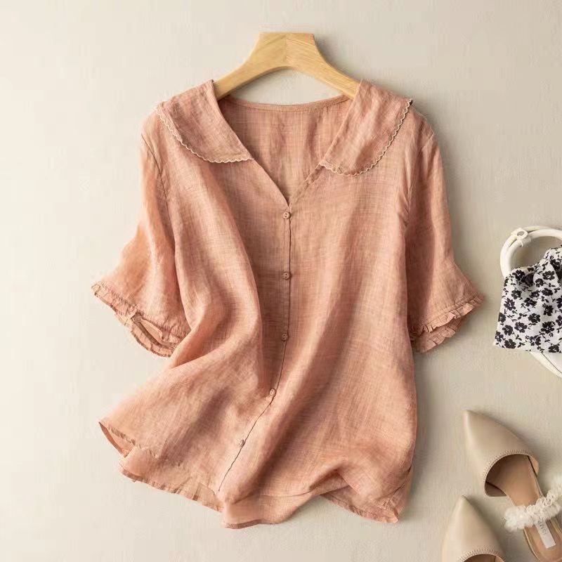 Laurence Peter Pan-Collar Linen Blouse