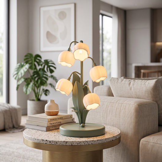 Lily of the Valley Floral Table Lamp