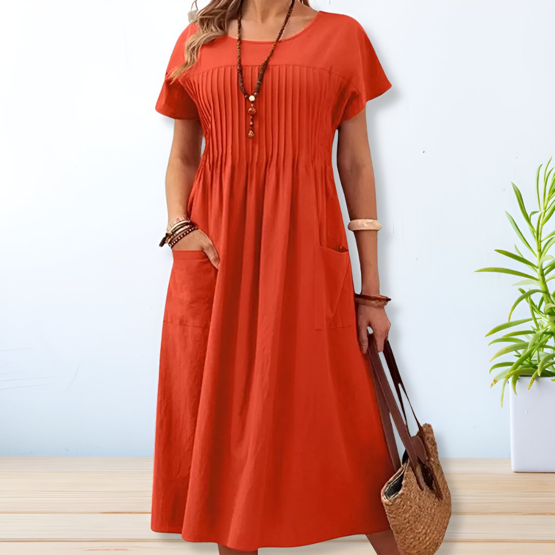 Lisette Pintuck-Bodice Midi Dress